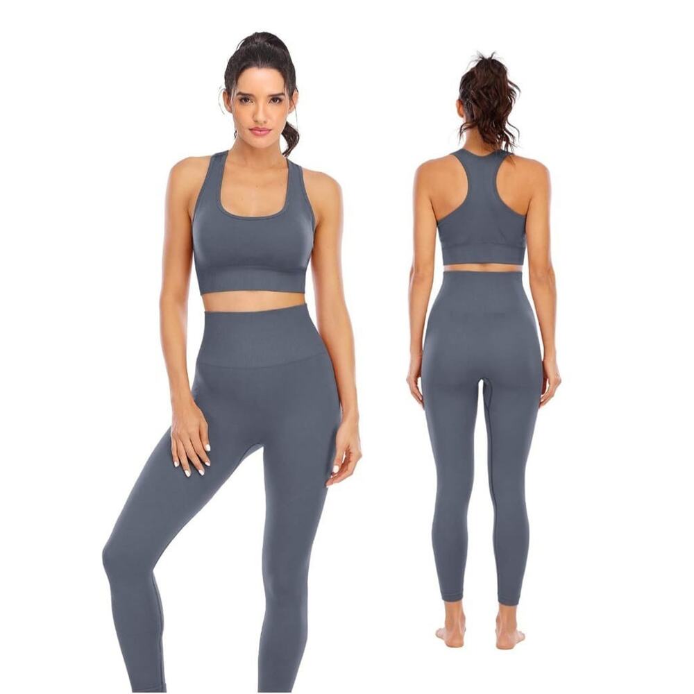 Women’s Set Workout Nova Active Leggings And Top Active Wear Gray Size Medium